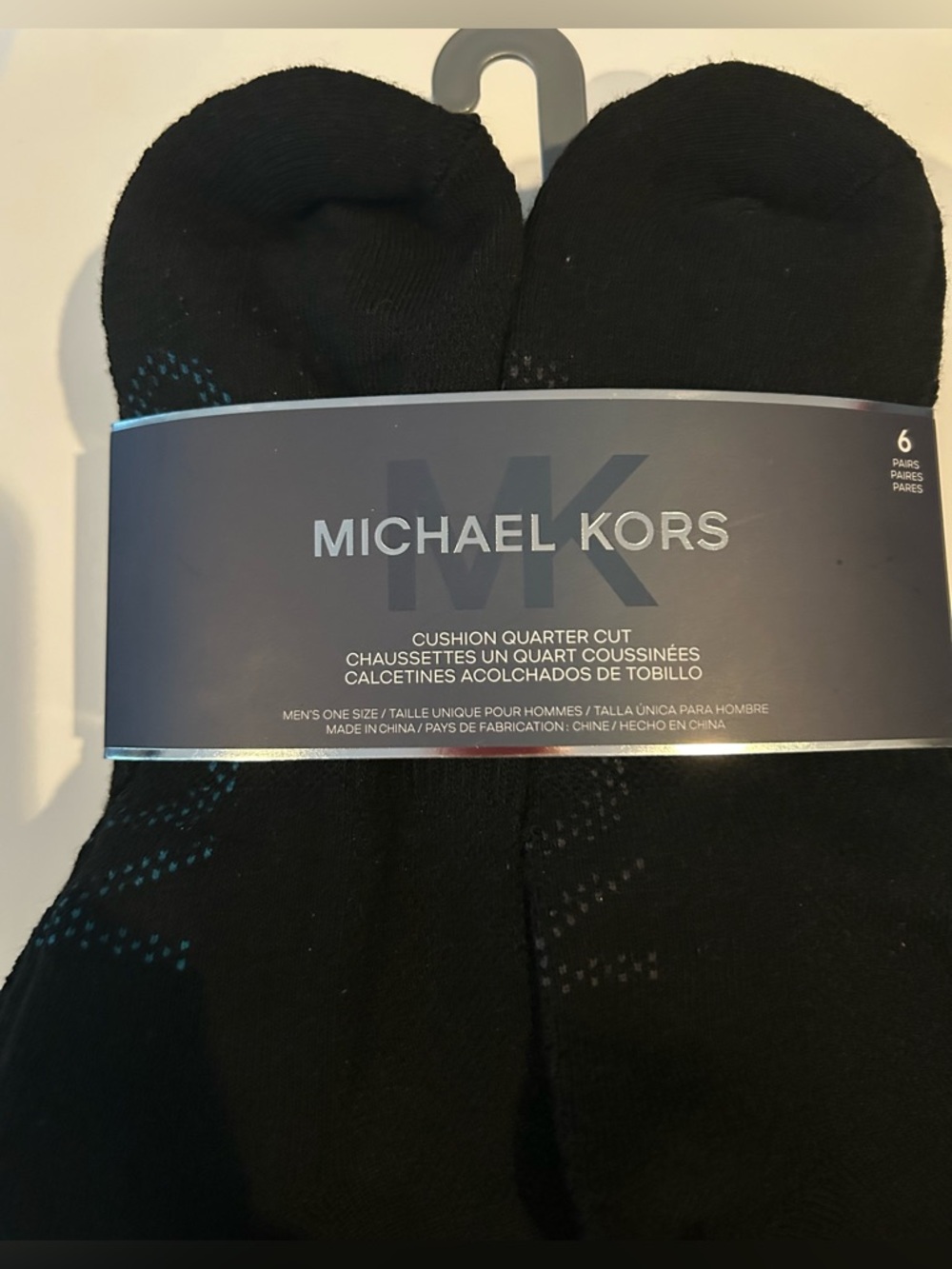 Michael Kors Men's 6-Pack Cushion Quarter Cut Socks Black NEW - Picture 5 of 6